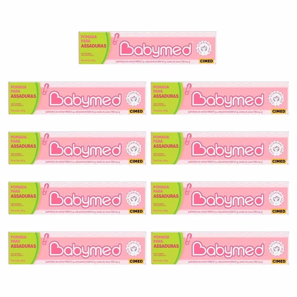 Kit 9 Pomadas Para Prevenção De Assaduras Babymed Rosa 45g