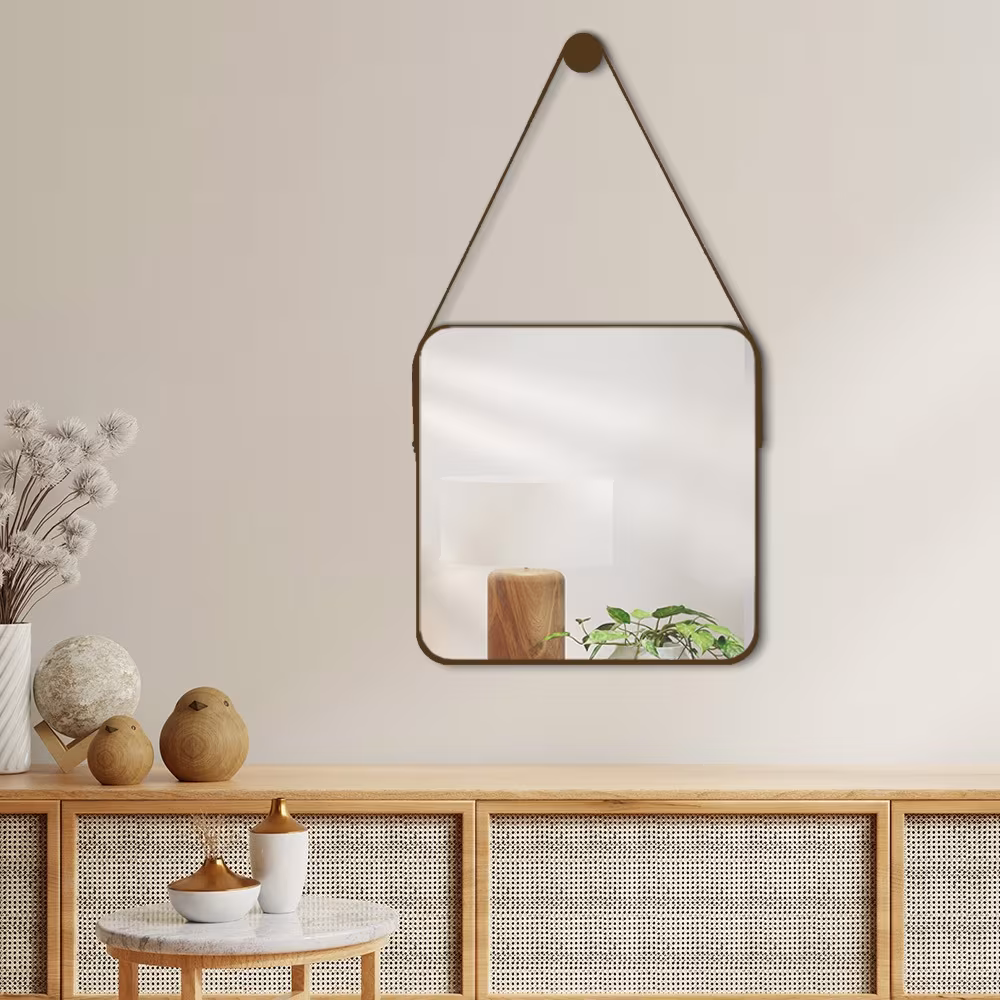 Espelho Adnet Quadrado 50x50 cm com Alça - Design Moderno para Salas, Quartos e Escritórios