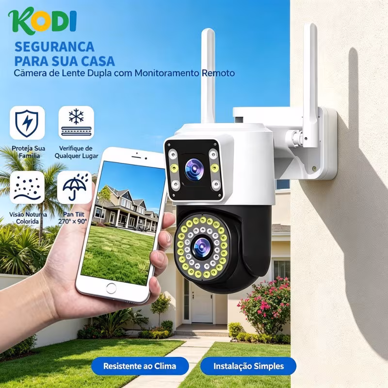 Câmera Externa IP 2 em 1 Wi-Fi Duplo à Prova d’Água | Visão Noturna e Monitor Infravermelho - G1
