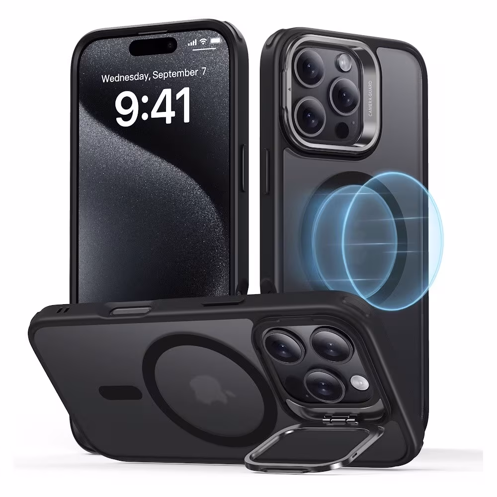 Capa iPhone 16 Pro Esr com Suporte Stash Preto Fosco