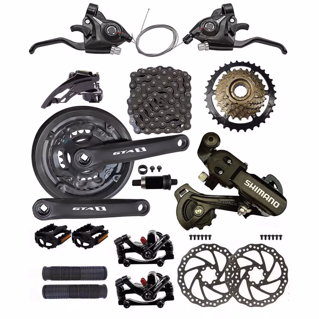 Kit marcaha 21velocidades Bike Aro 26 e 29  Freios Disco Pedivela Catraca Cambio Shimano