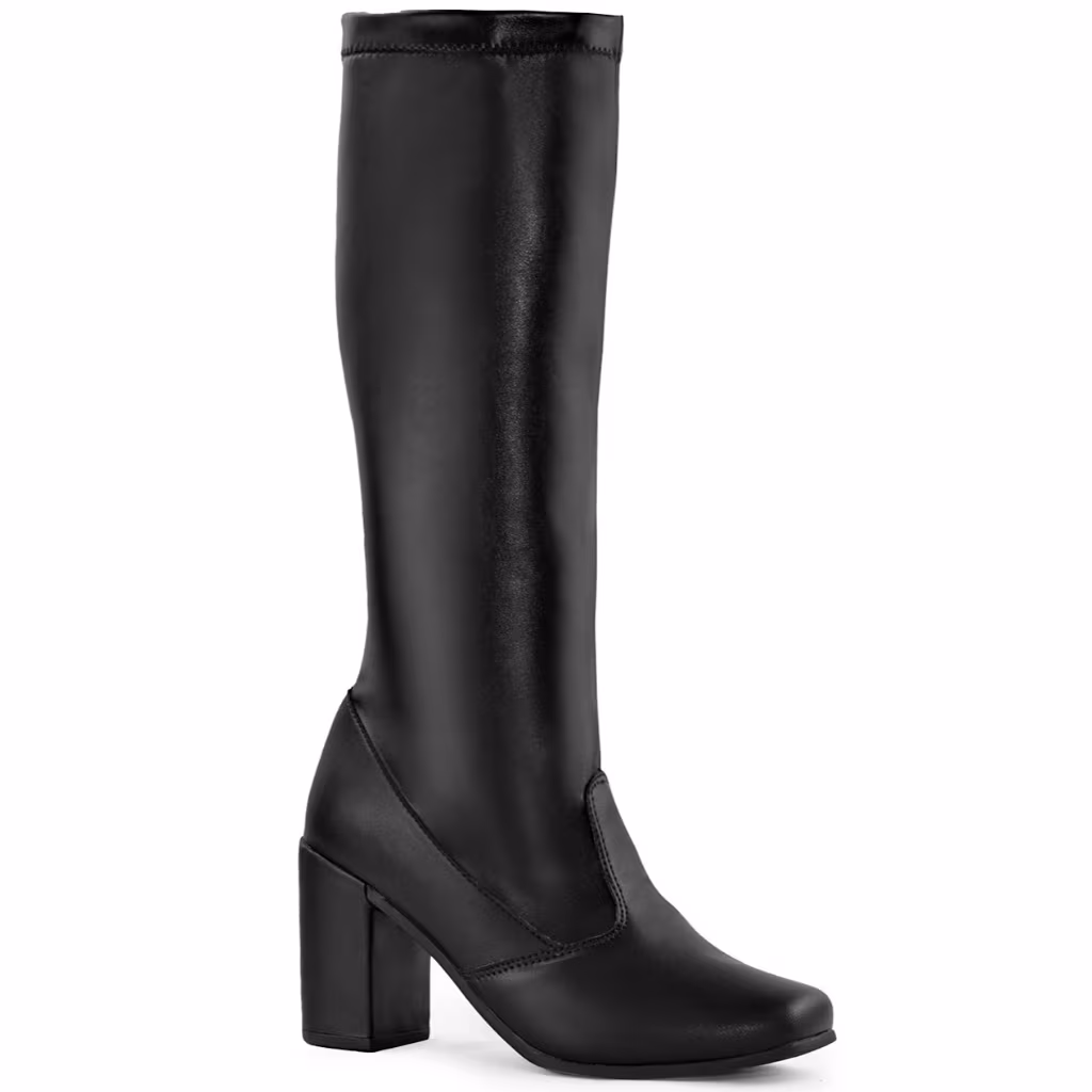 Bota Feminina Lumiss Cano Longo Stretch Salto Alto Grosso Confortável Montaria Fashion Blogueira