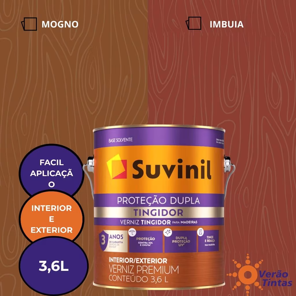 VERNIZ SUVINIL TINGE E PROTEGE BRILHANTE 3,6L VÁRIAS CORES