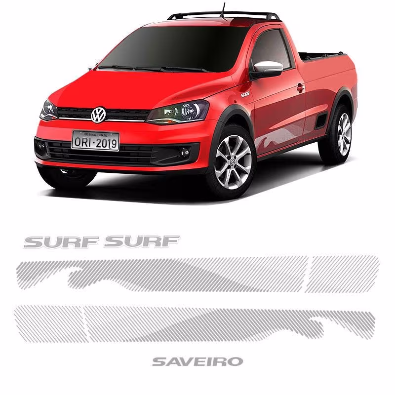 Kit Faixa Adesivo Saveiro Surf 2015/2016 Volkswagen Prata