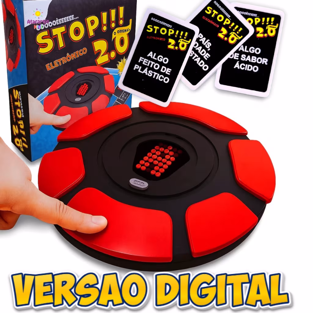 Jogo de Tabuleiro Stop 2.0 Eletrônico Caça Palavras para Família e Crianças