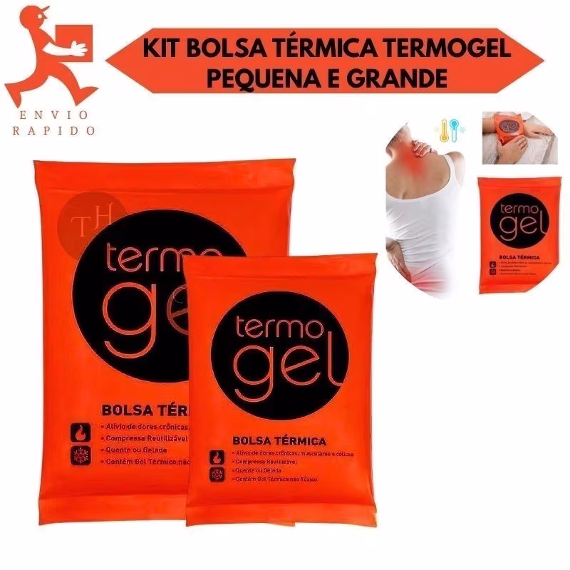 Kit 2 Bolsas Térmicas Termo Gel Tamanho Grande e Pequena 350ML/650 ML Para Compressa Fria Ou Quente
