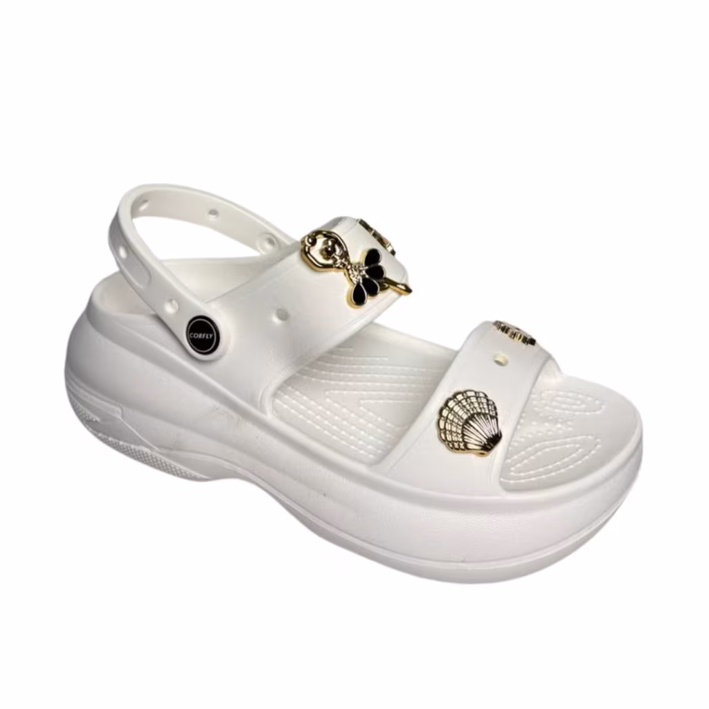 Sandália Feminina Birken Injetada Plataforma Pingente Bottons Personalizados