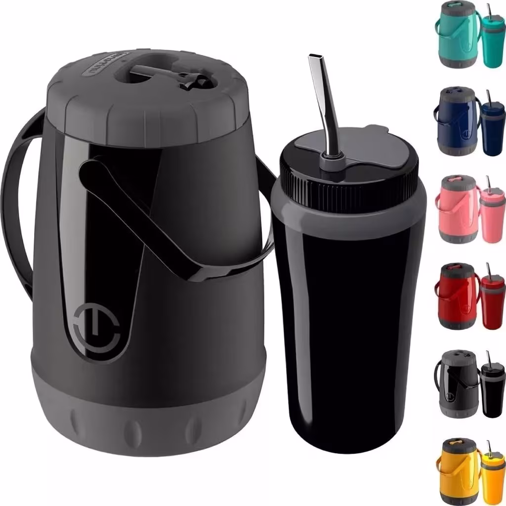 Kit Tereré Garrafa Térmica 2,5 Litros+ Copo Térmico 650ml + Bomba Inox