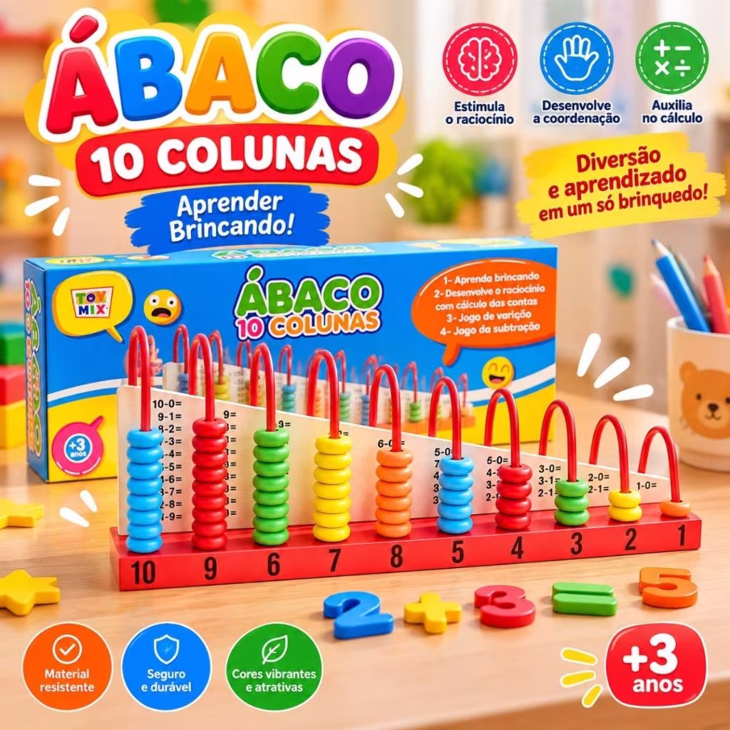 Brinquedo Educativo Montessori Desenvolvimento Criança Ábaco