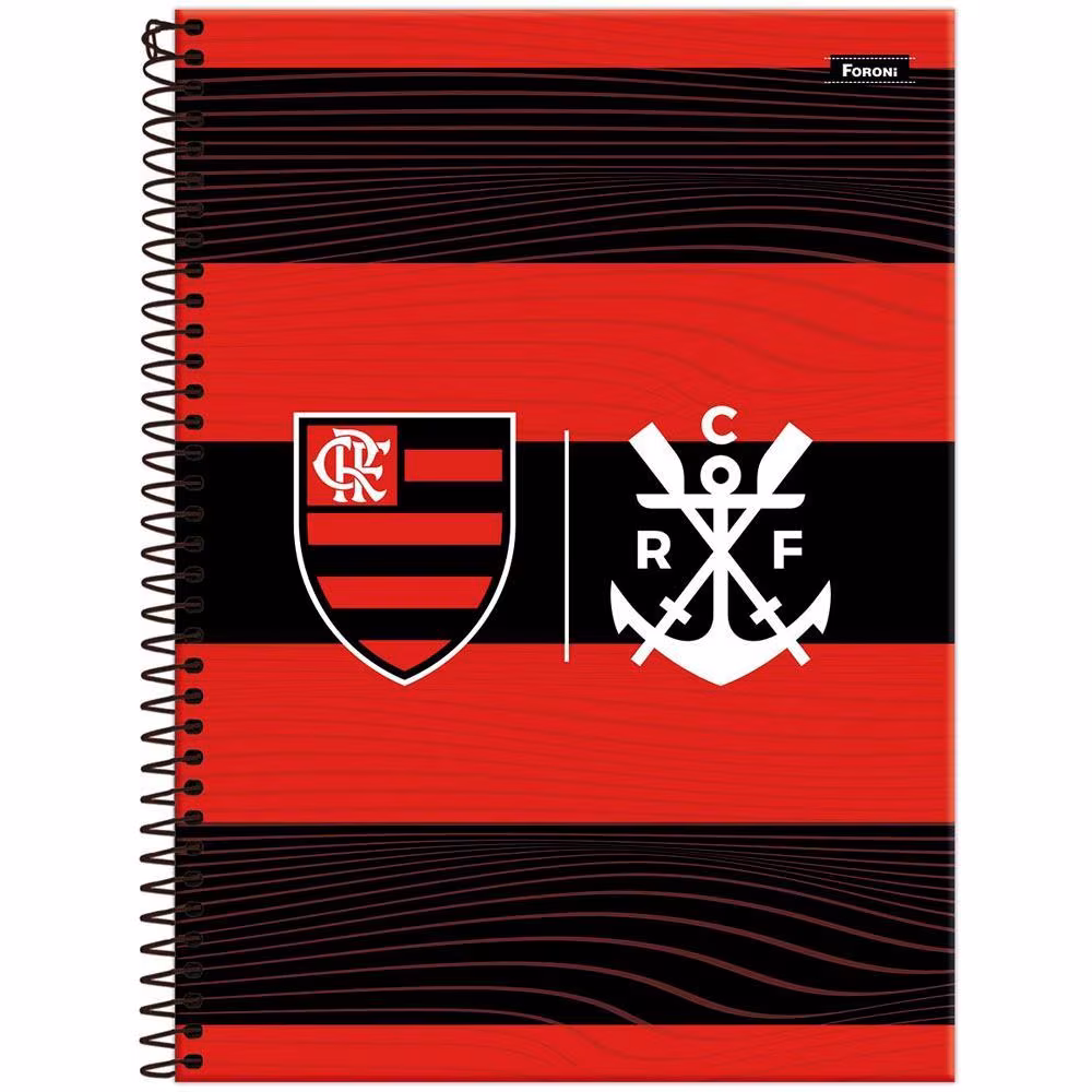 Caderno Universitário 20x27,5cm (Grande) 10 Matérias 160 Folhas Flamengo Listras Foroni