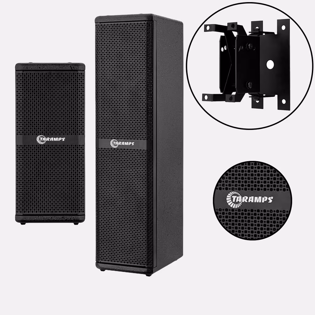 Caixa Acústica Taramps T200.2 ou T400.4 HF Com ou Sem Suporte 200W 400W 8 Ohms Preto
