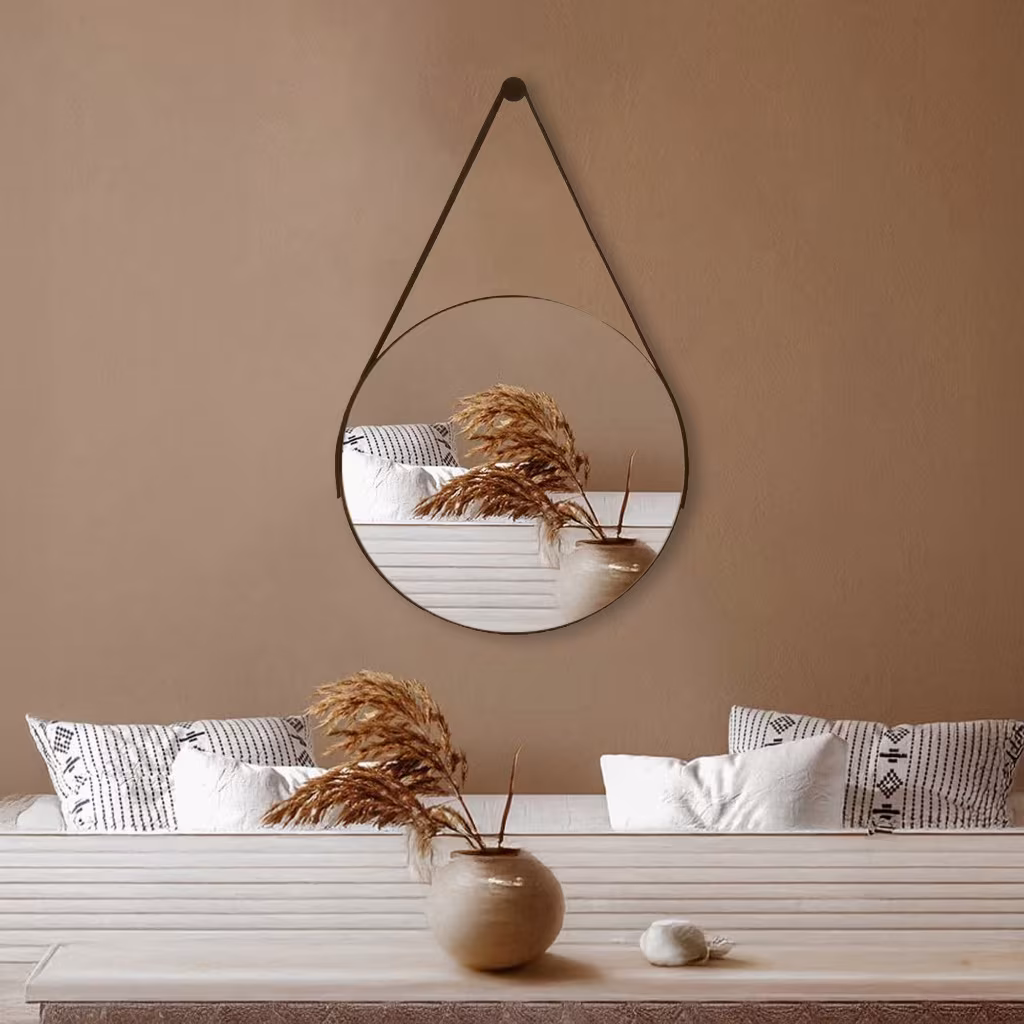 Espelho Redondo Decorativo Adnet Supenso de Parede 60cm 50cm 40cm 30cm Com Alça