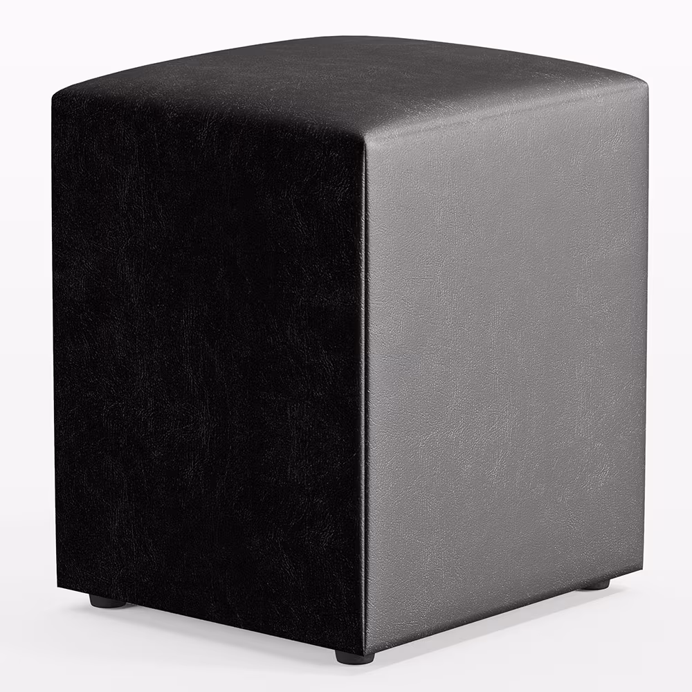 Puff Quadrado Decorativo Couríssimo Preto Sala Quarto Apoio para Pés L02 Lyam Decor