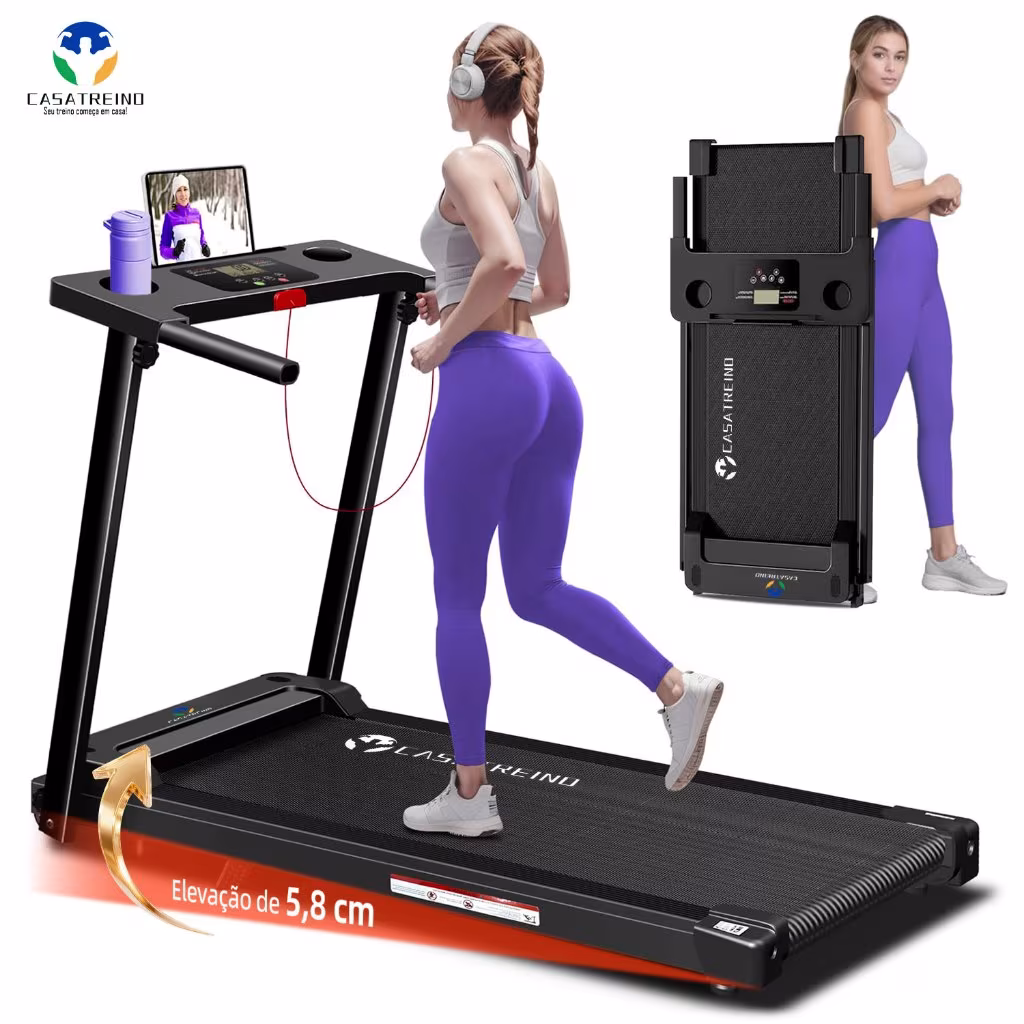 Esteira Elétrica 127/220V Dobrável Silenciosa para Casa com Amortecimento Caminhada Corrida Fitness