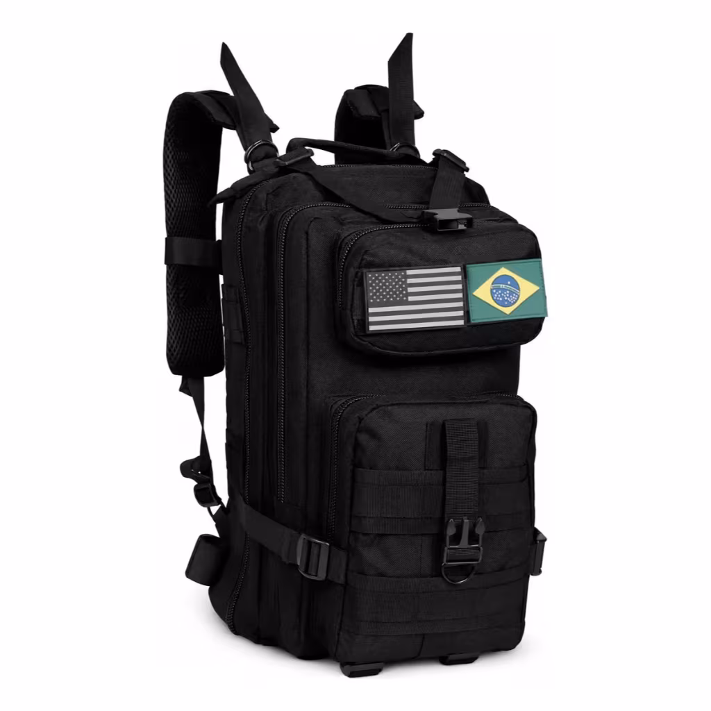 Mochila Tática 30L Grande Capacidade Multifuncional em Tecido 600D Resistente à Água para Camping e Trilha