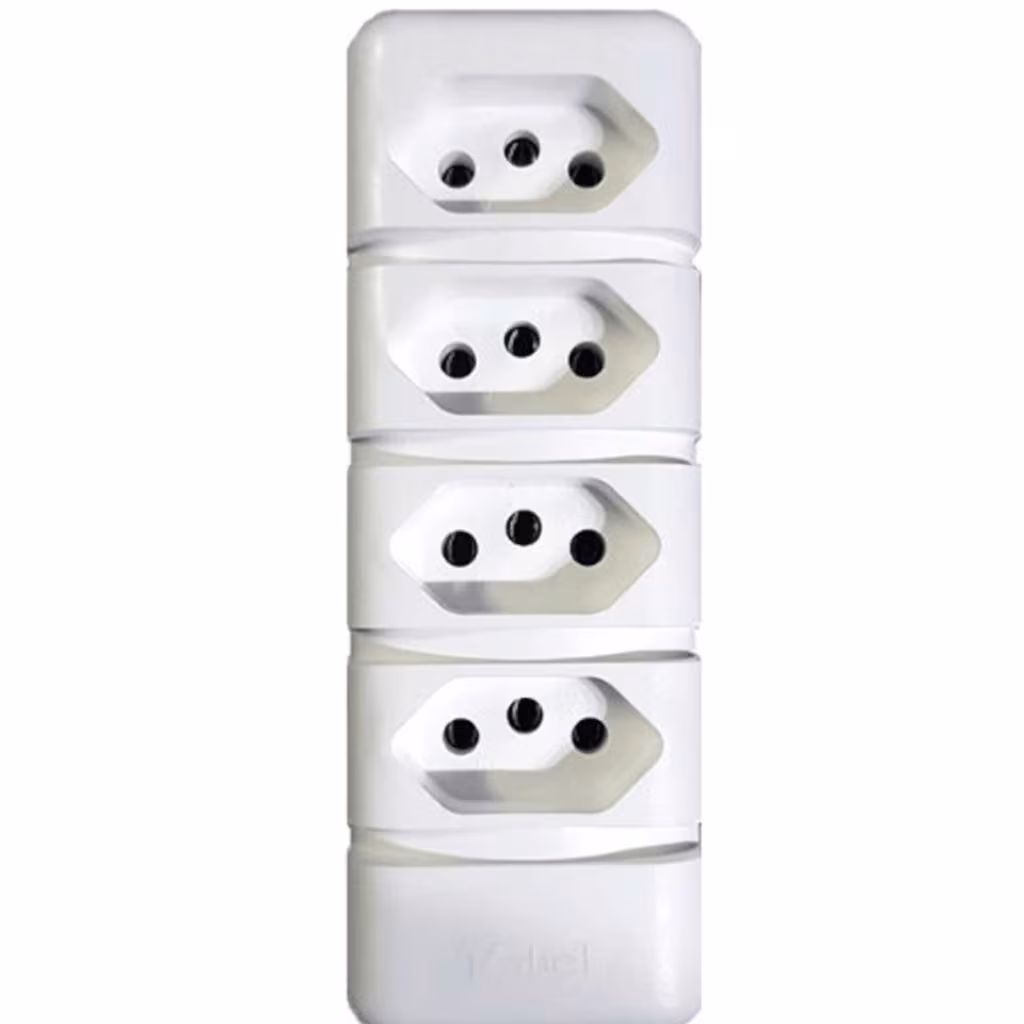 Kit Com 3 Tomada Em Barra 20 Amperes 4 Tomadas 250V Modelo: Op-12756  Premium