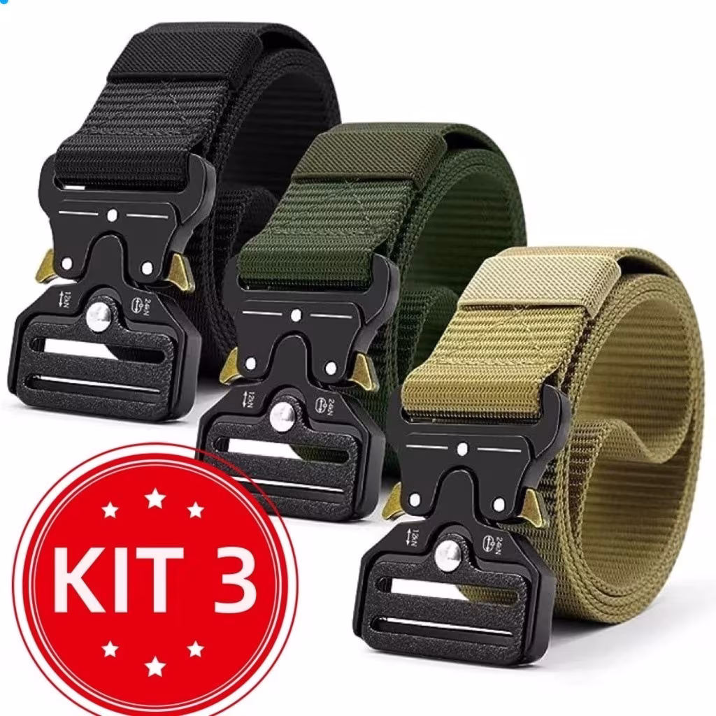 Cinto Tatico Militar Masculino Largo Em Nylon Fivela Engate Rápido Ajustável Moda esportivo