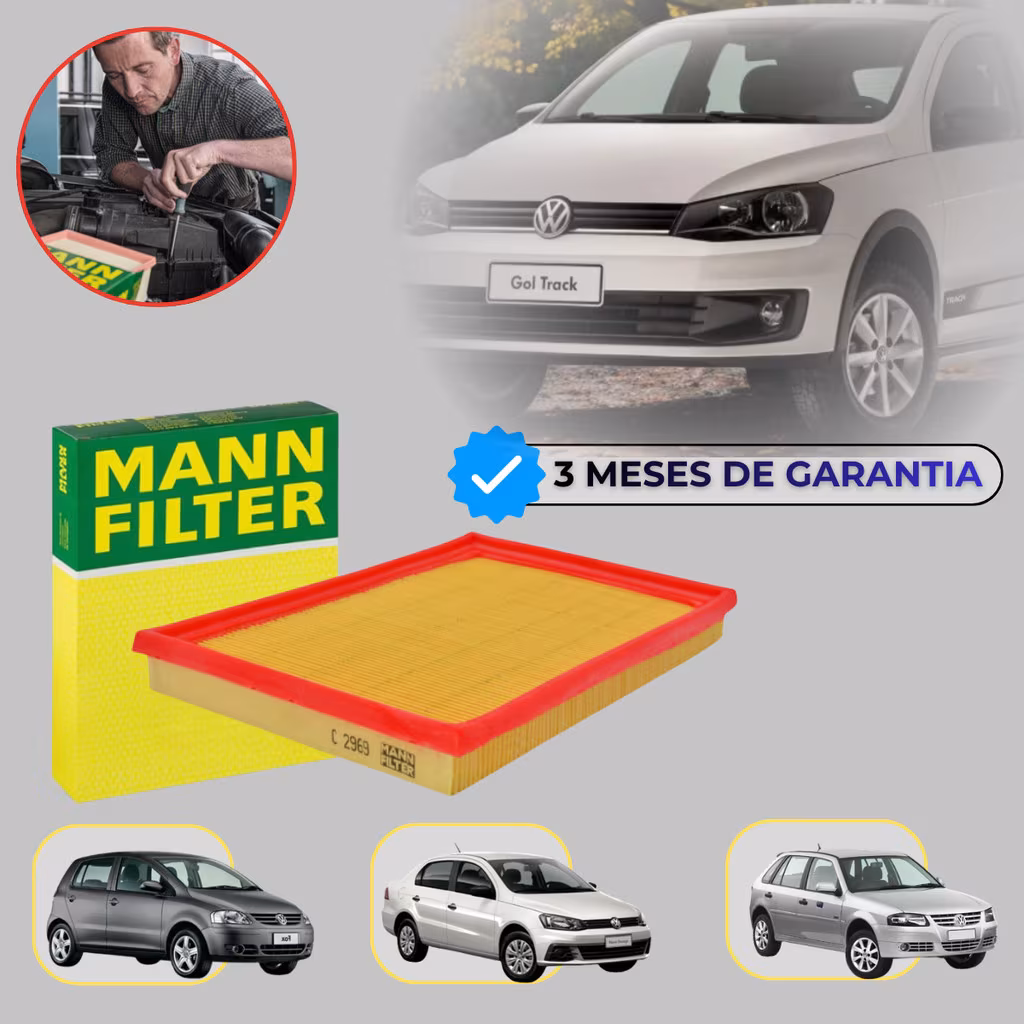 FILTRO DE AR DO MOTOR VW GOL G4, G5, G6, FOX E VOYAGE TODOS 1.0 - Mann-filter C2969