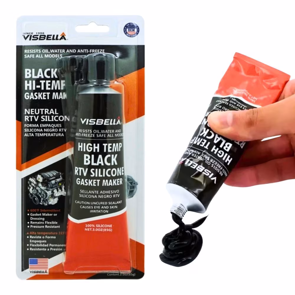 Silicone Cola Alta Temperatura Visbella Black Alta Performance 105g Resistente a Óleo
