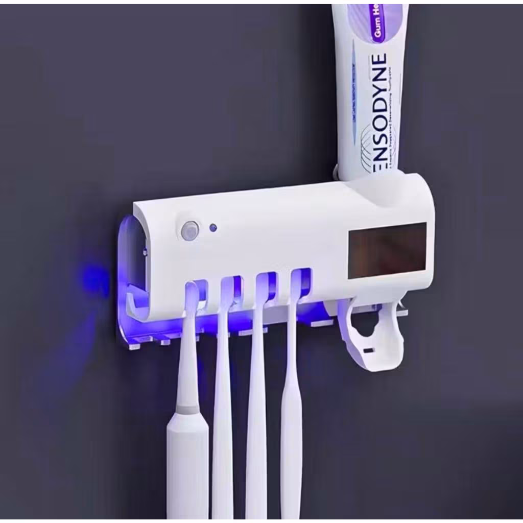 Porta Escova Dentes Com Esterilizador Uv Aplicador Pasta de Dente Suporte Dispenser