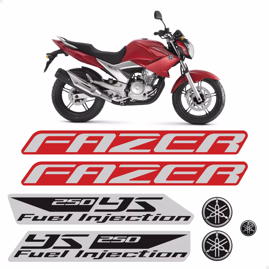 Adesivos Para Yamaha Fazer 250 Ys 2012/2013 Moto Vermelha