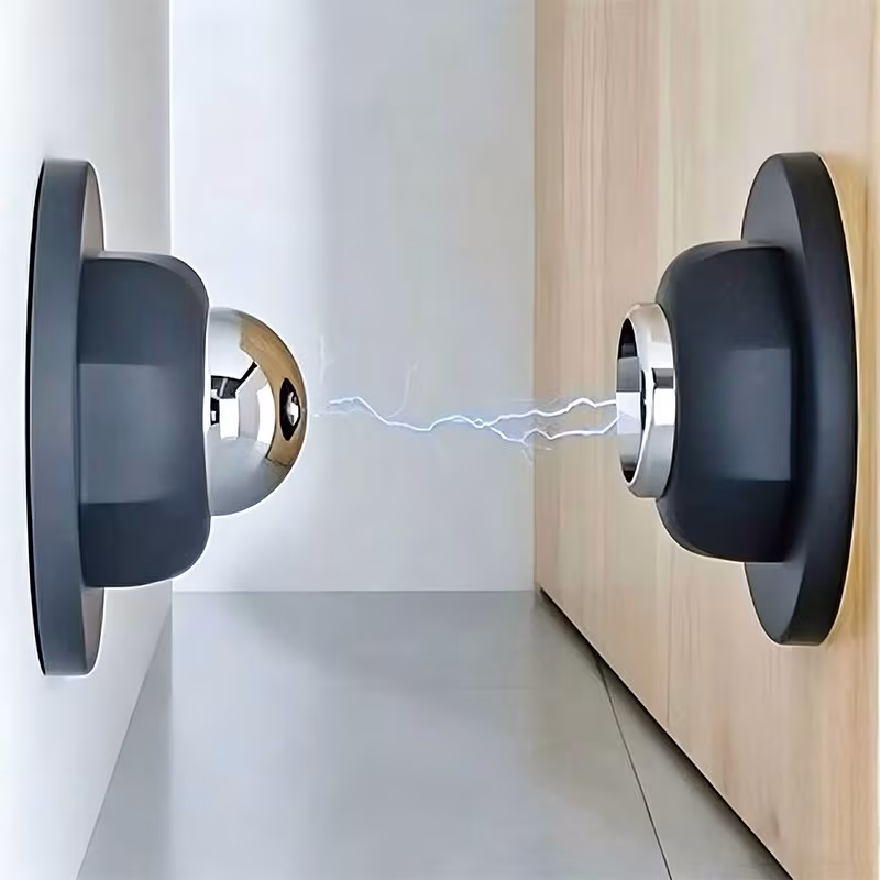Prendedor Trava Porta Magnético Inox Preto Instalação Fácil