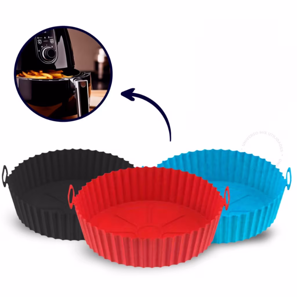 Kit 3 Formas Assadeira Para Fritadeira Air Fryer Em Silicone - Flexível Lavável