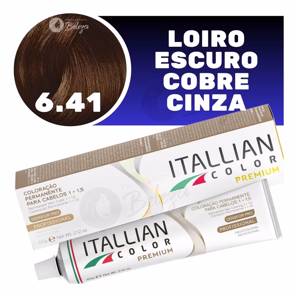 Coloração Itallian Color Louro Escuro Cobre Cinza 6.41 60g