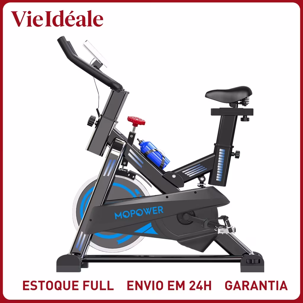 Bicicleta Spinning Profissional 15kg Roda Inércia - Suporta 150kg  | Display Digital | Silenciosa | Altura Ajustável