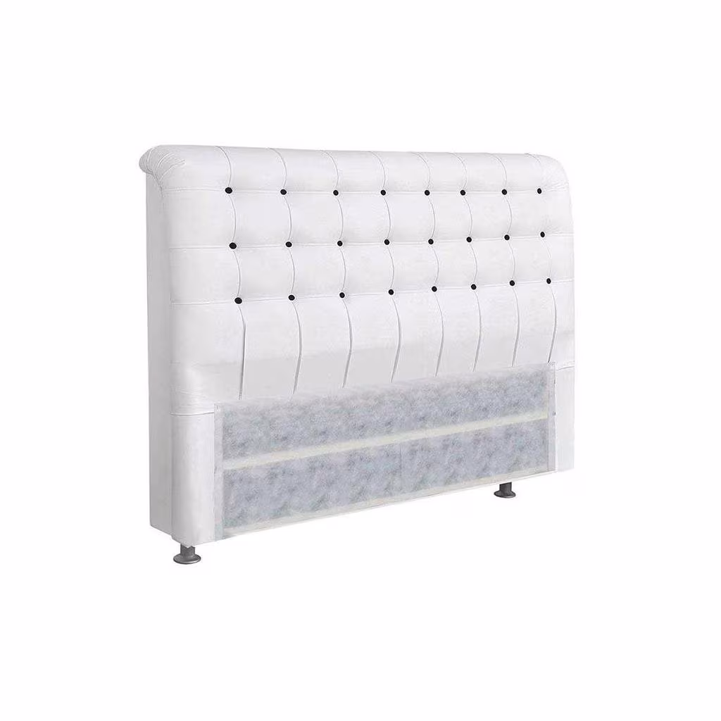 Cabeceira Cama Box Estofada Queen Queen Dama Plus Courano Branco/Preto - Simbal