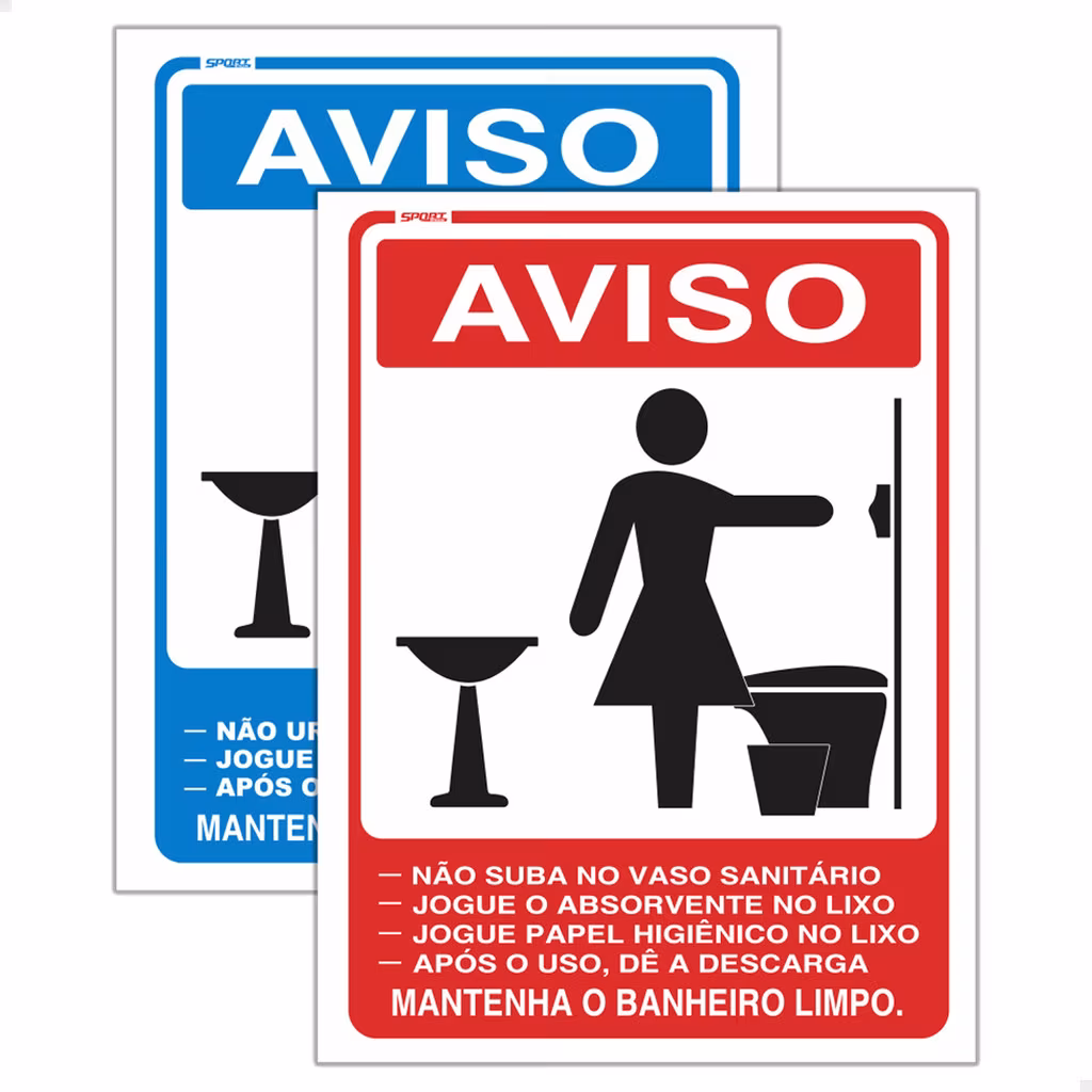2 Placas Aviso Mantenha O Banheiro Limpo Regras Comércio Ind