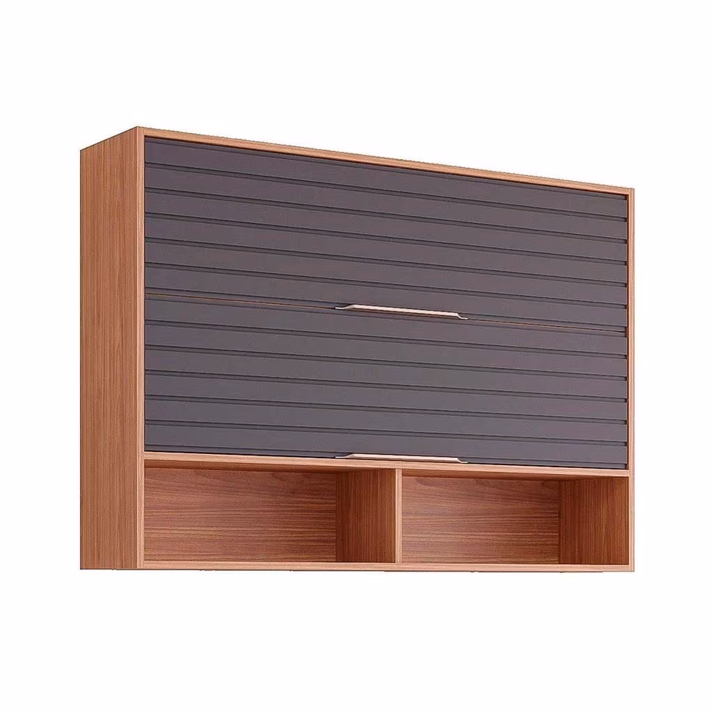 Armário Aéreo p/ Cozinha Esplendida c/ 2 Portas Basculantes 120cm Freijo/Titanium - Cinamomo/Titanium - MGM