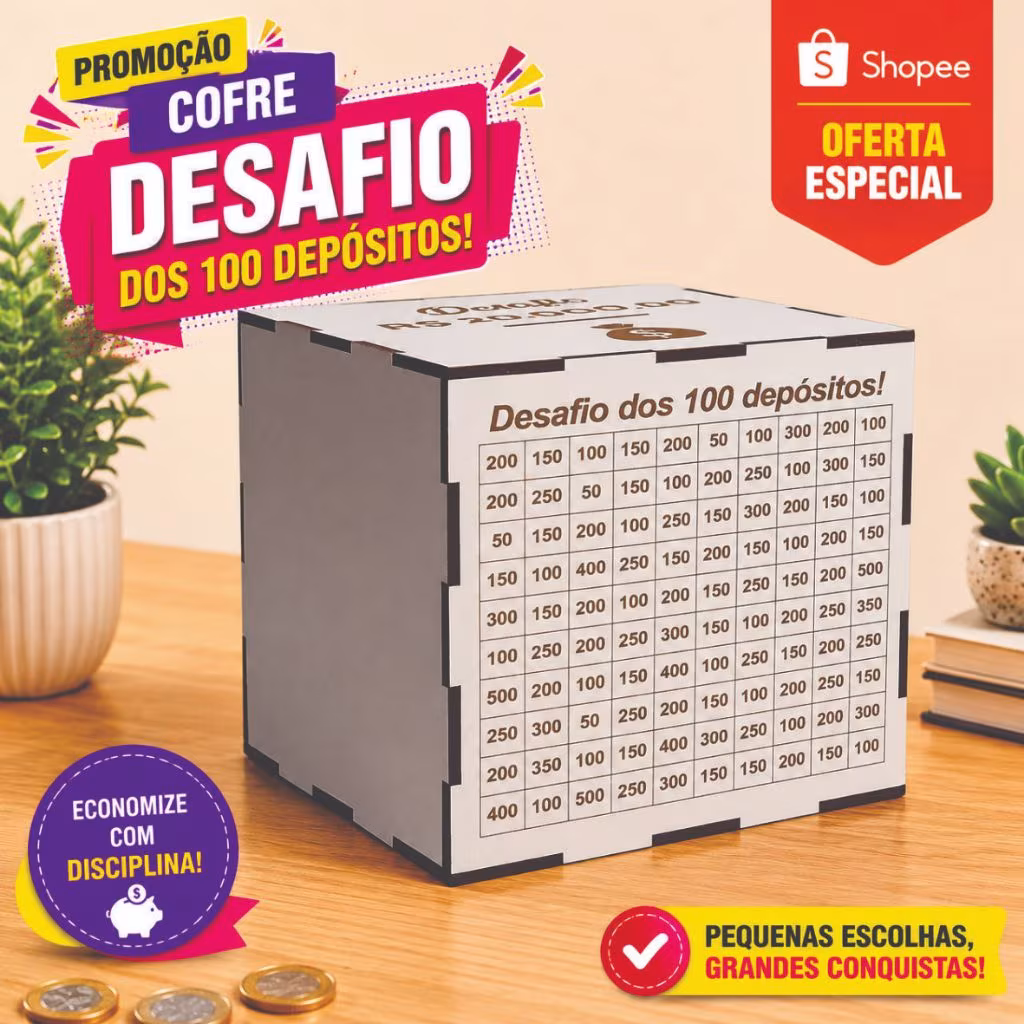 Cofre desafio Junte 1Mil/5Mil/10Mil/20Mil
