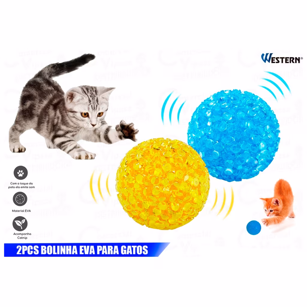 Brinquedo Cat Toy Para Gatos Com 2 Bolinhas Chocalho Diversão