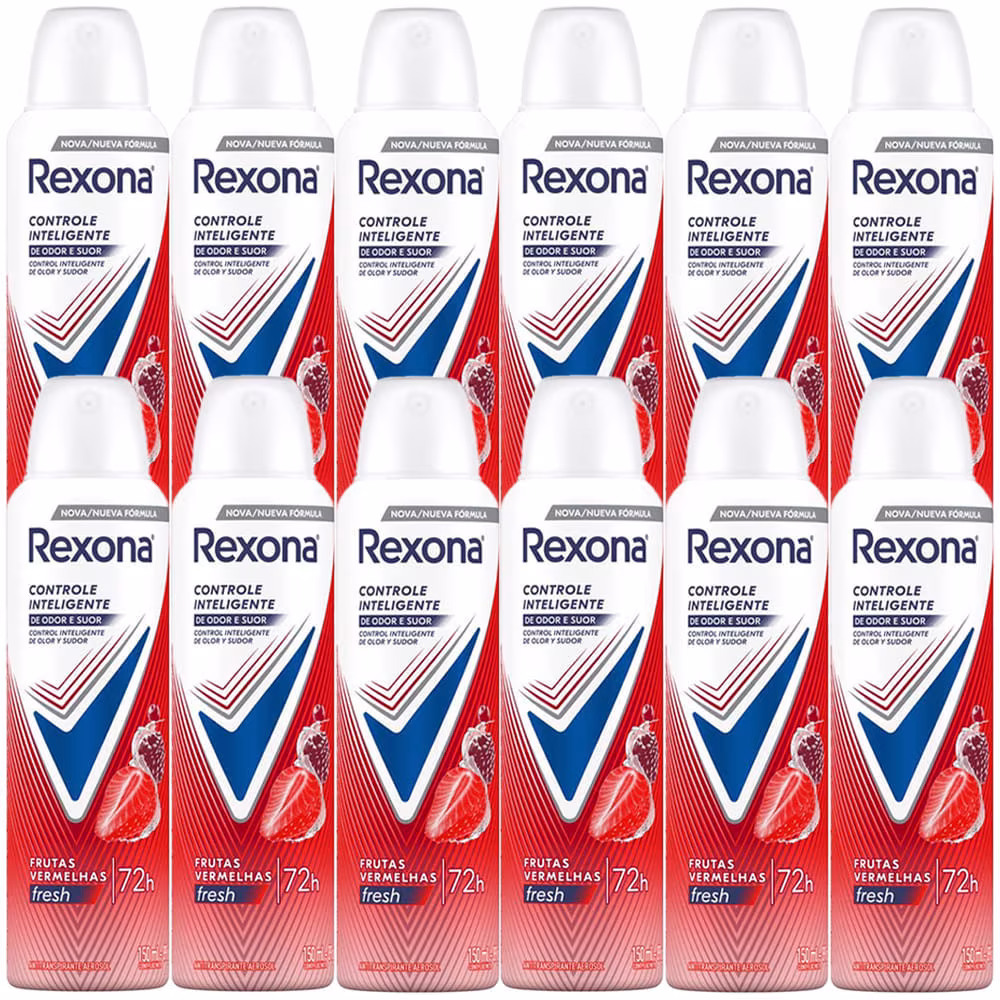 Kit Desodorante Aerosol Rexona Frutas Vermelhas 150ml - 12 Unidades